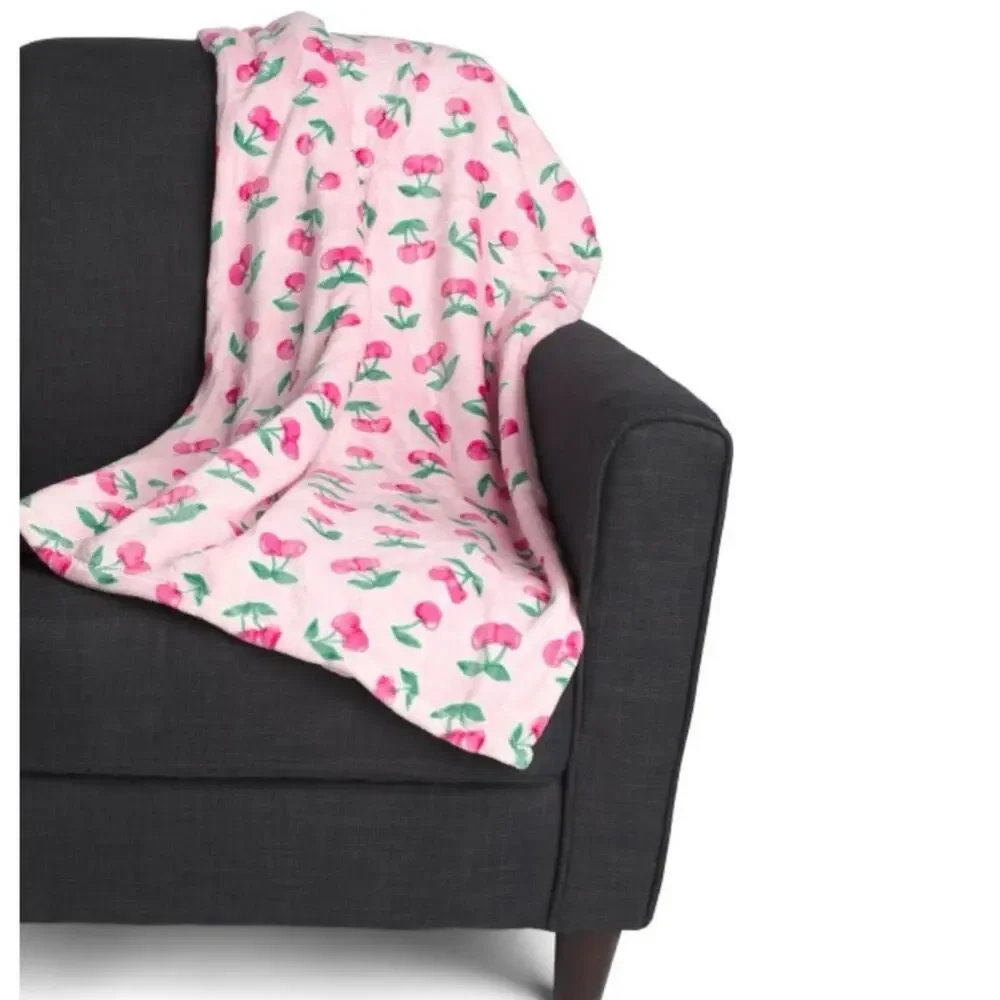 Juicy Couture Pink Cherry Plush Pet Throw Blanket Cherries NEW